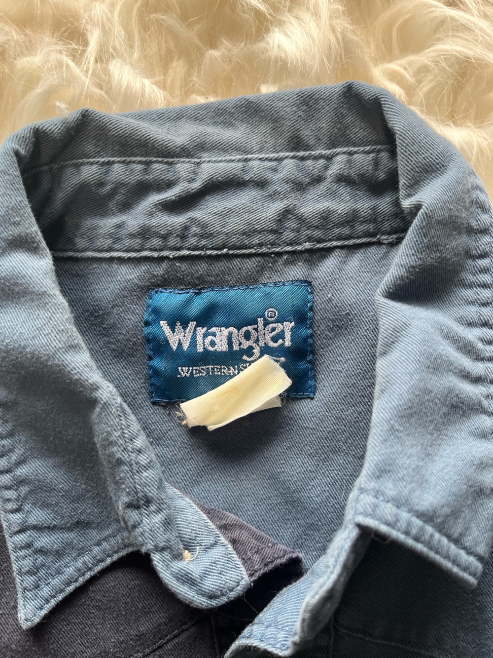Vintage Wrangler Pearl Snap Shirt Men's XL Blue Block - Picture 2 of 5